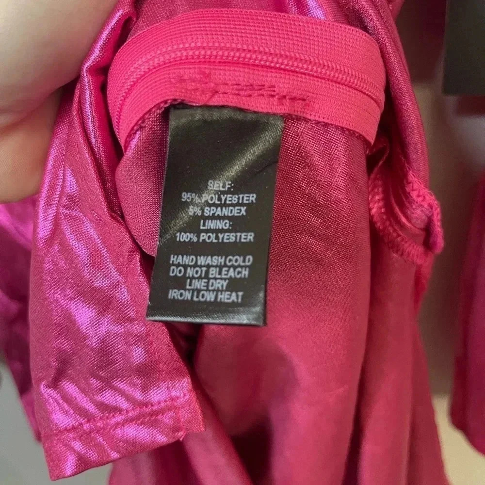 NWT Lulus Glow Like Me Hot Pink Metallic Twist-Front Long Sleeve Dress - Picture 8 of 13